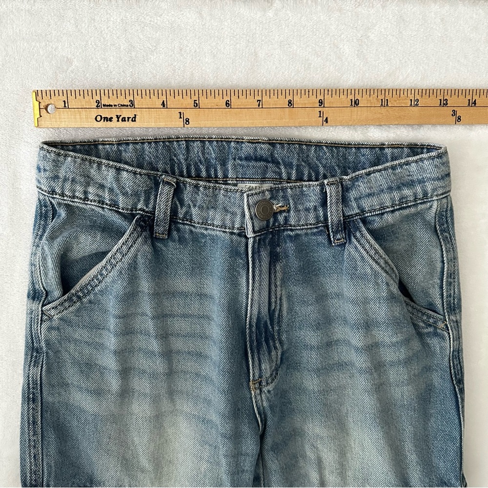 Zara Cargo Jeans Juniors Size 13/14 Blue High Rise Straight Leg Utility Denim - Picture 5 of 11